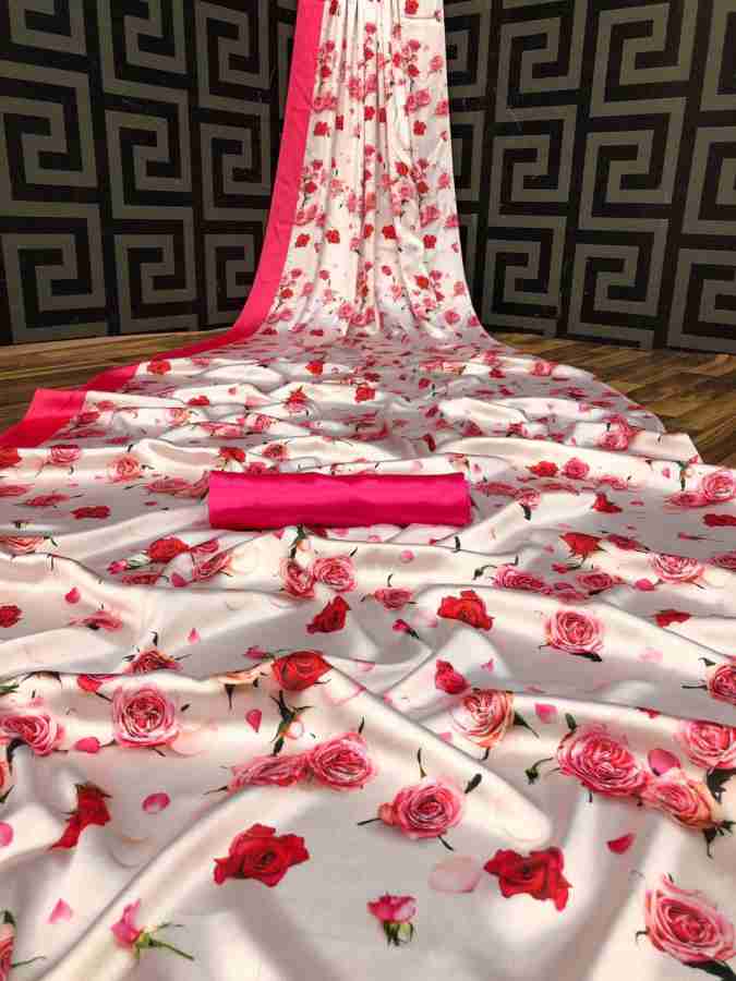 Qarth Designers Satin Floral Print Blouse Material Price in India