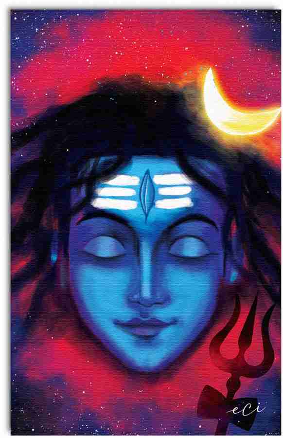 eCraftIndia Lord Shiva face Original Design Canvas Printed Wall