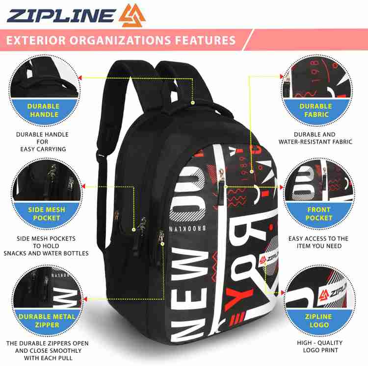 ZIPLINE Bags men Big Storage casual college bags for boys girls 36 L Backpack Black Price in India Flipkart
