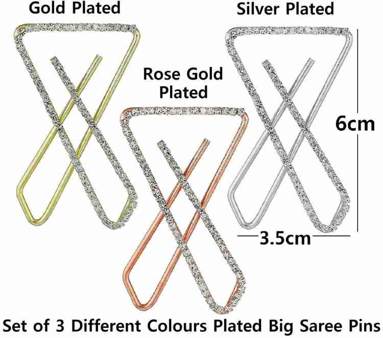 VAMA Safety Pin Combo Pack of X saree Pin Brooches clip on sadi