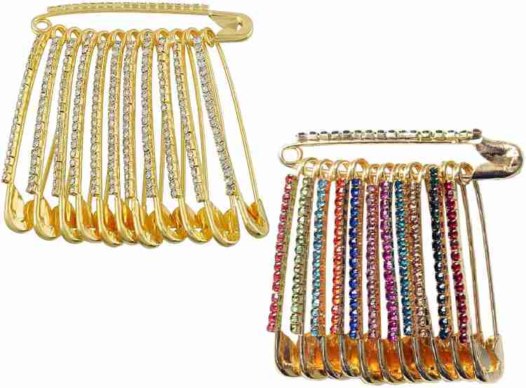 THANU S CRAFT Safety Pin Stone Saree Pins Set Big Size Design