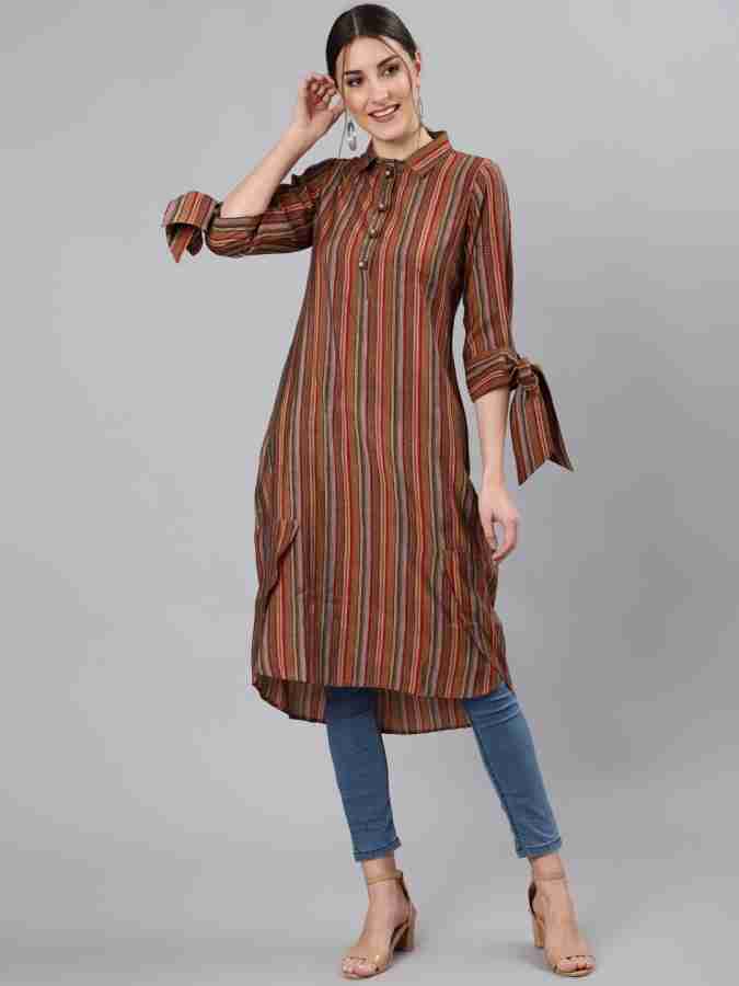 Jaipur Kurti Women Striped High Low Kurta Buy Jaipur Kurti Women Striped High Low Kurta Online at Best Prices in India Flipkart