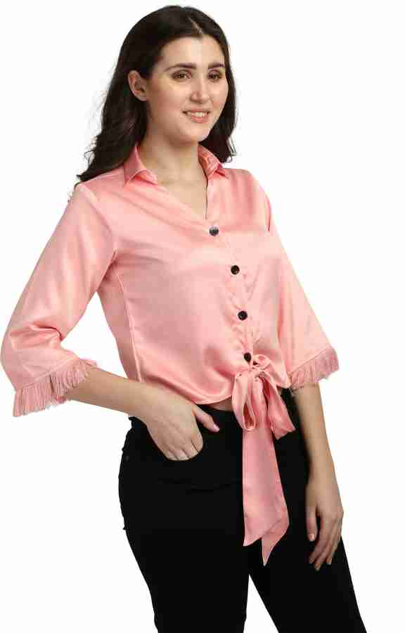 Smarty Pants Women Solid Casual Pink Shirt - Buy Smarty Pants