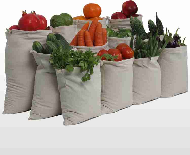 VillageTiger Washable 100 Cotton Fruits Vegetable Storage Bags For Fridge Refrigerator Pack of 12 Grocery Bags Price in India Buy VillageTiger Washable 100 Cotton Fruits Vegetable Storage Bags For Fri...