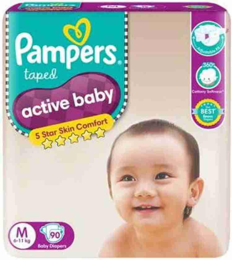 Pampers Active Baby Taped Diapers Medium size diapers MD 90