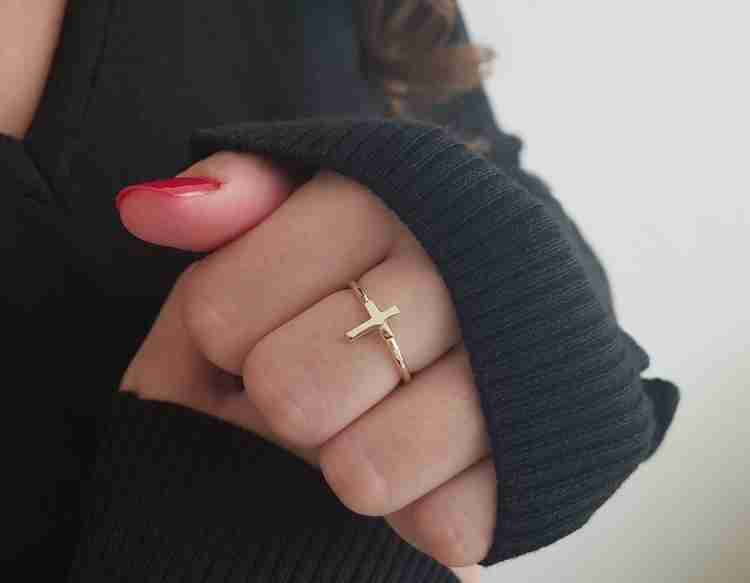 Real gold cross ring hot sale