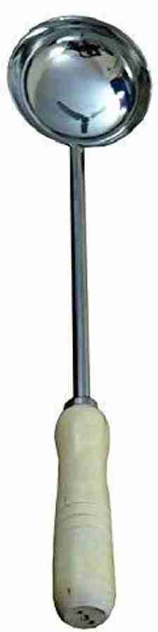 BartanStar Stainless Steel Big Size ladle with Wood Handle Kitchen