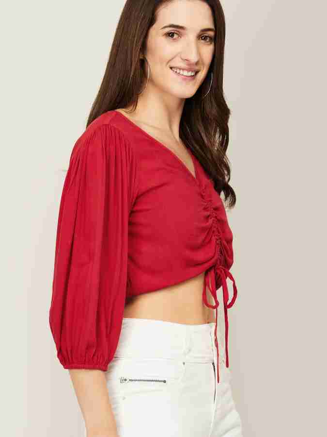 Ginger by Lifestyle Casual Solid Women Red Top - Buy Ginger by