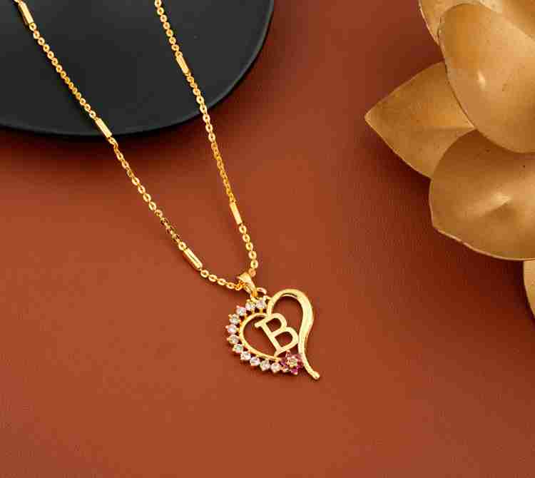 Jewel WORLD B letter locket pendants alphabet name gold plated