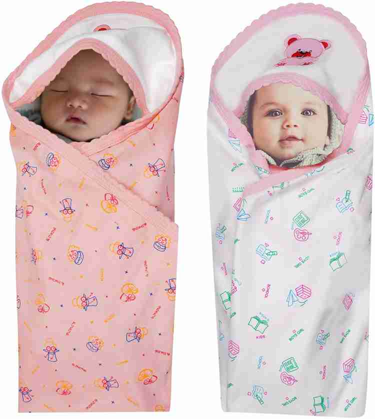 NIVARTHIKA Printed Single Hooded Baby Blanket for Mild Winter