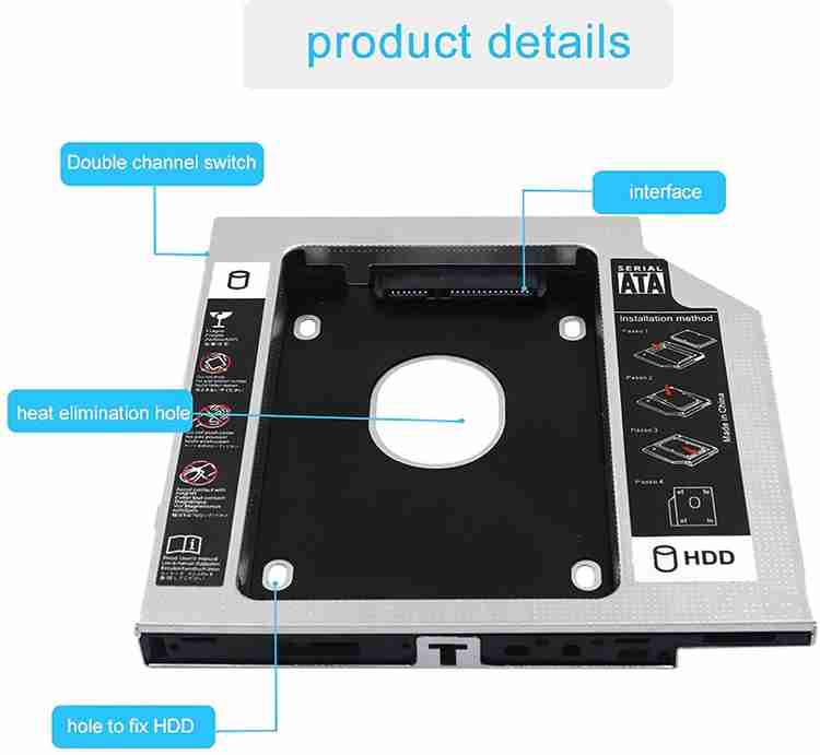 Generix Bay 2nd Hard Drive Caddy 9.5 mm CD DVD Drive Slot for SSD and HDD Your Laptop 2.5 inch Internal Hard Drive Enclosure HDD Caddy Price in India Buy Generix Bay 2nd