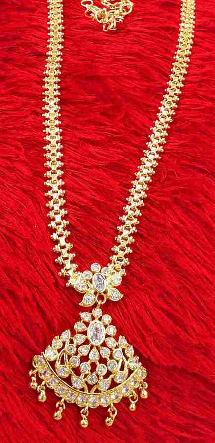 Anujeet Fashion Hub Gold Plated Covering Long Chain with AD stone