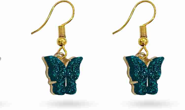 Flipkart Buy Cradial Dark Green Glitter Earrings Steel Drops Danglers Online at Best Prices in India