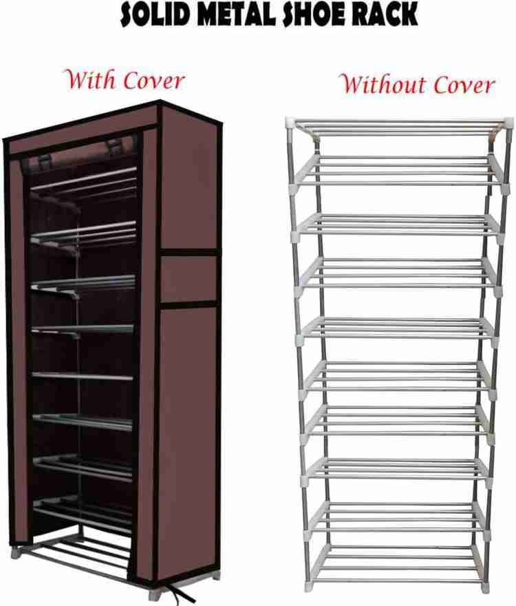 SANAMSTORE 9 Layer Metal Pipe with Non Woven Fabric Cover Shoe Toy Books Rack Brown Metal Collapsible Shoe Stand Price in India Buy SANAMSTORE 9 Layer Metal Pipe with Non Woven Fabric Cover Shoe Toy B...