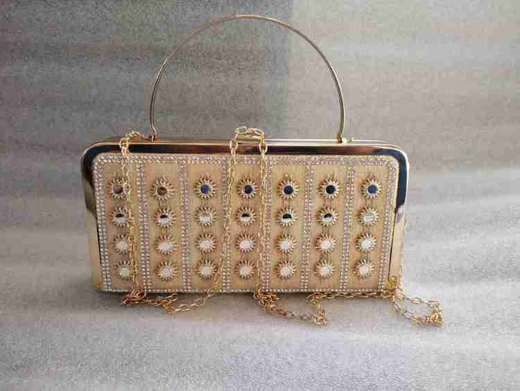 Flipkart Swaroop Ladies wedding evening party hand bag golden colour Sling Bag Sling Bag