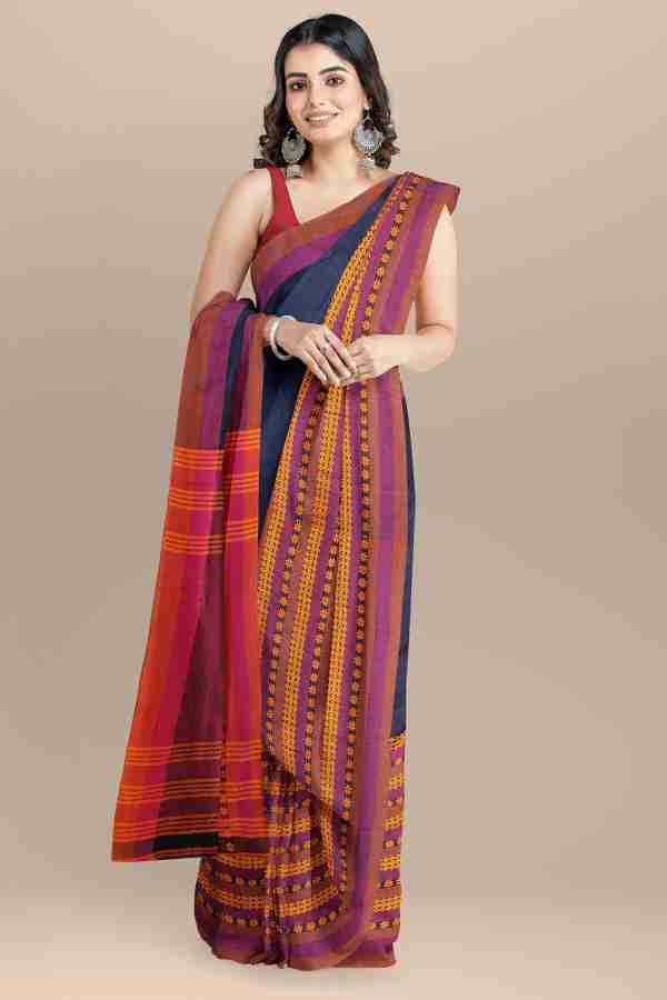 Buy Bong ButiQ Saree For Women Color Block Bollywood Handloom Pure Cotton  Saree (Magenta, Gold) Online at Best Prices in India - JioMart.