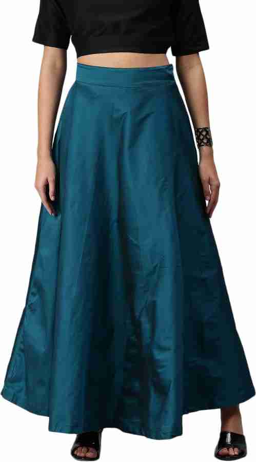 De Moza Solid Women Flared Blue Skirt - Buy De Moza Solid Women Flared Blue  Skirt Online at Best Prices in India