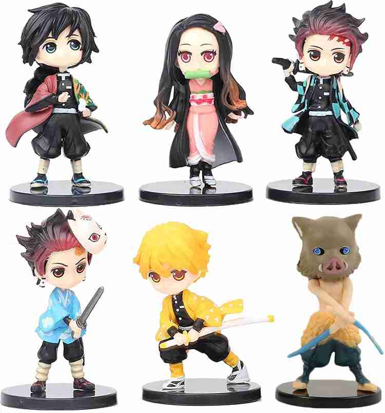 RVM Toys Demon Slayer Action Figure Set of 6 Size 7 8CM Toy for Car Dashboard Cake Topper