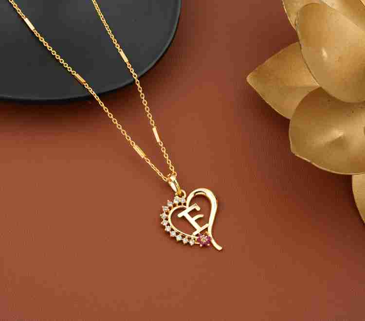 Jewel WORLD F letter locket pendants alphabet name gold plated