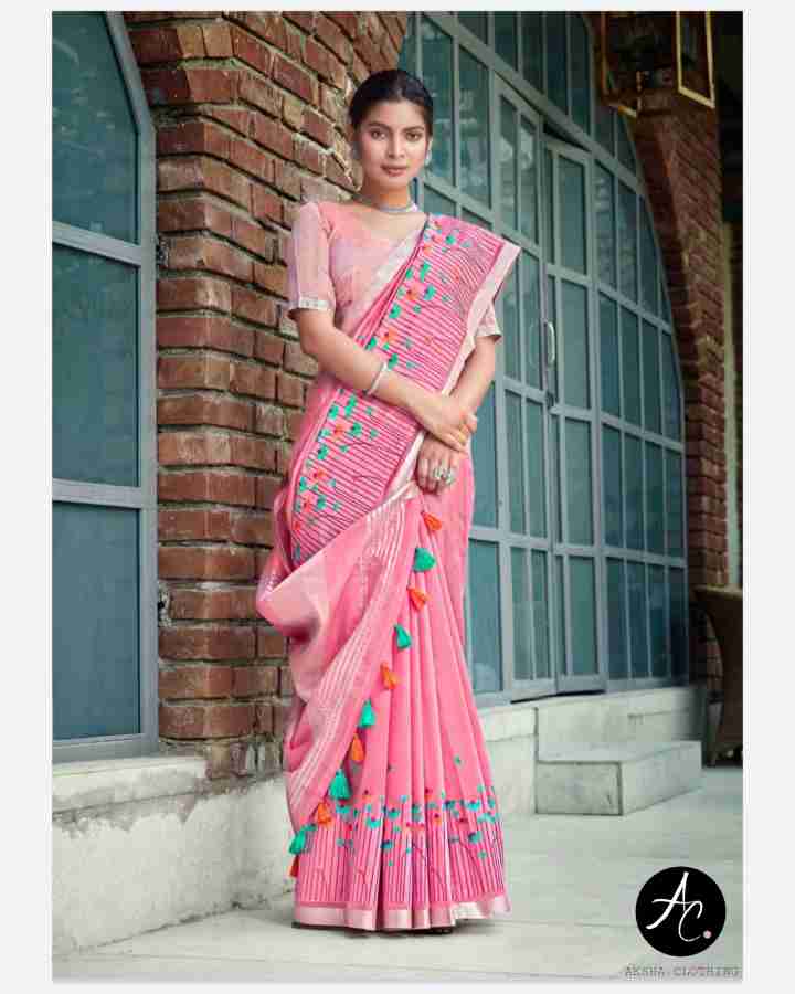 Buy Aksha Clothing Embroidered Assam Silk Pure Silk Pink Sarees Online Best Price In India Flipkart