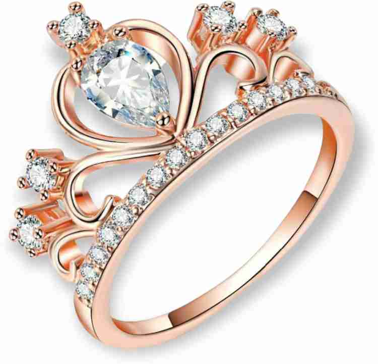 Stylish Teens Valentine Princess Crown Beautiful Ring for Women Girls Rose Gold 6.0 Stainless Steel Cubic Zirconia Copper Plated Ring Price in India Buy Stylish Teens Valentine Princess Crown Beautifu...