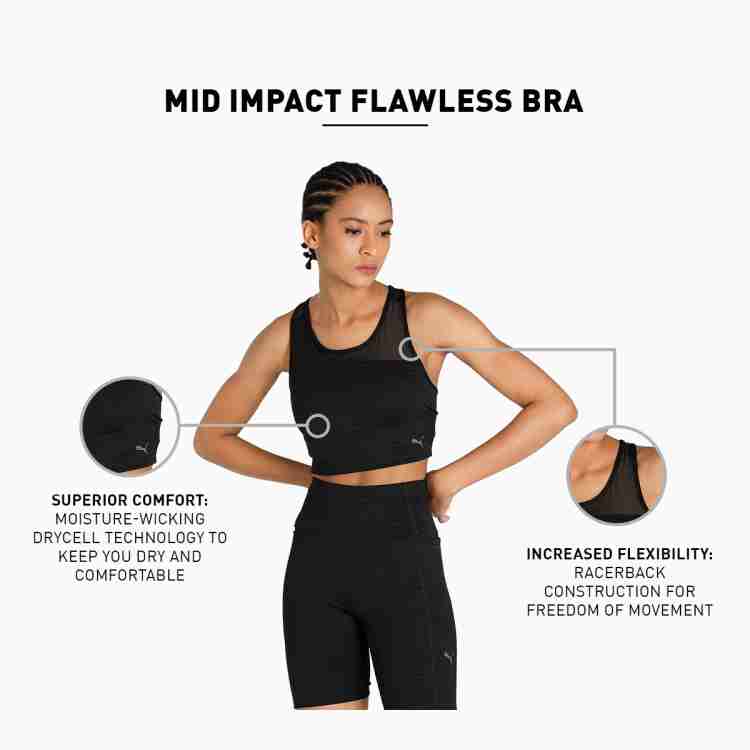 PUMA Mid Impact Flawless Women Sports Lightly Padded Bra - Buy PUMA Mid  Impact Flawless Women Sports Lightly Padded Bra Online at Best Prices in  India