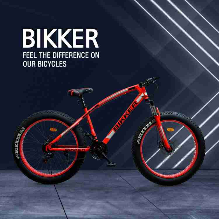 BIKKER Fat Tyre Cycle for Men with Dual Disc Brake Front Suspension 26 T Fat Tyre Cycle Price in India Buy BIKKER Fat Tyre Cycle for Men with Dual Disc Brake