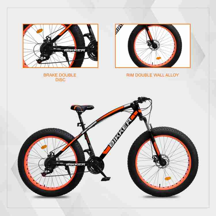 BIKKER Fat Tyre Cycle for Men with Dual Disc Brake Front