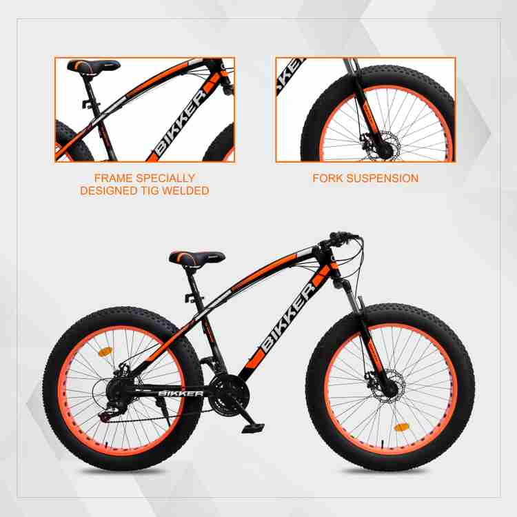 BIKKER Fat Tyre Cycle for Men with Dual Disc Brake Front