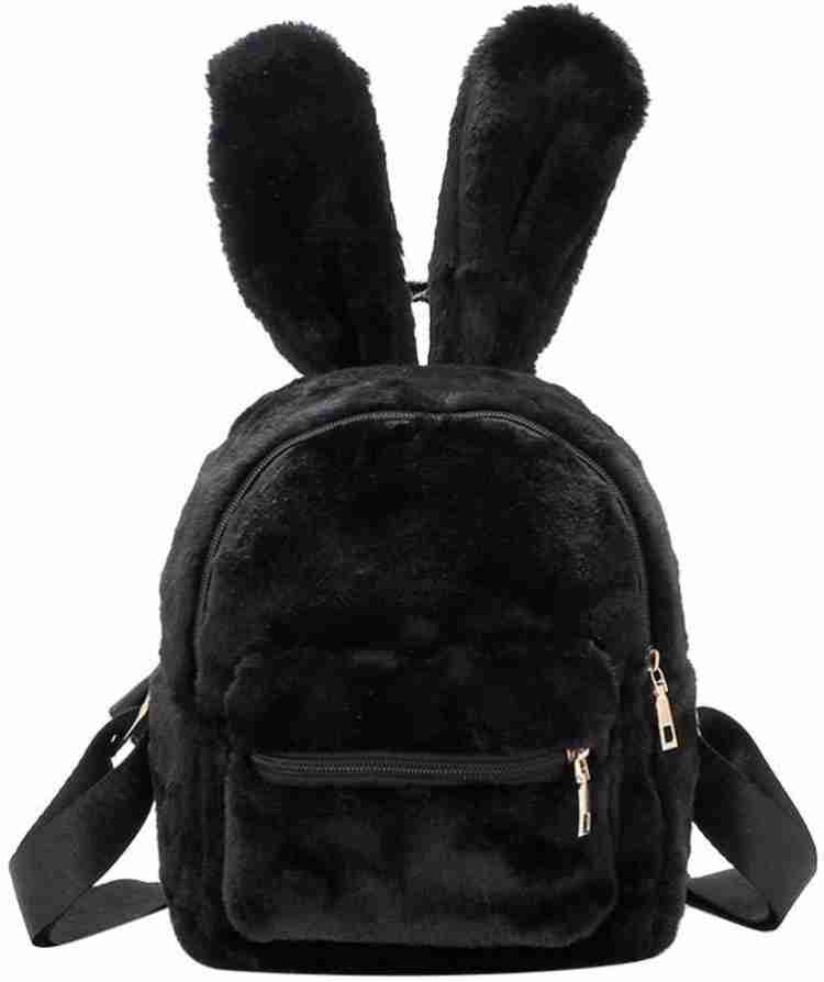 MODERN RABBIT Fluffy Faux Fur Bunny Ears Stylish Backpack for