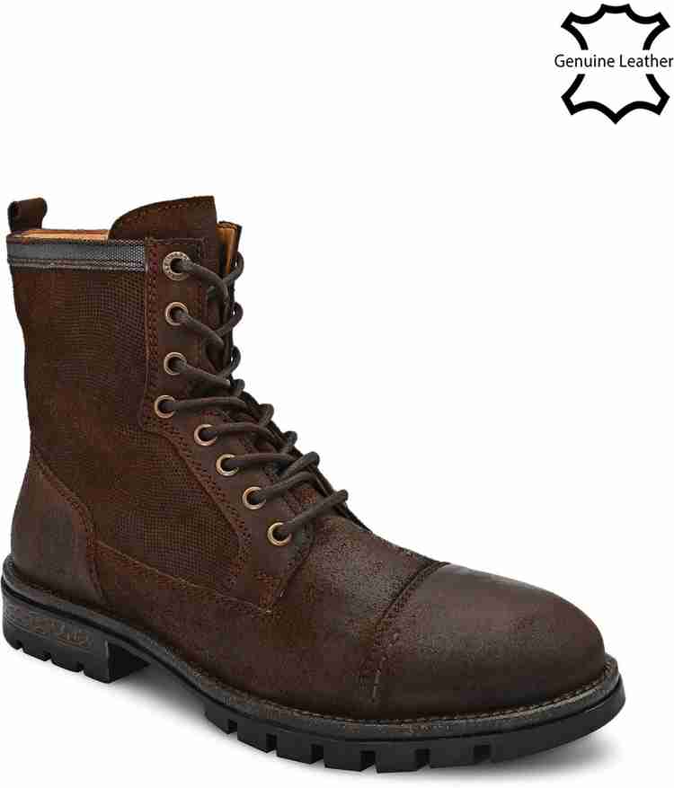 ALBERTO TORRESI Distress Leather Rugged Look Brown Boots Boots For Men Buy ALBERTO TORRESI Distress Leather Rugged Look Brown Boots Boots For Men Online at Best Price Shop Online for