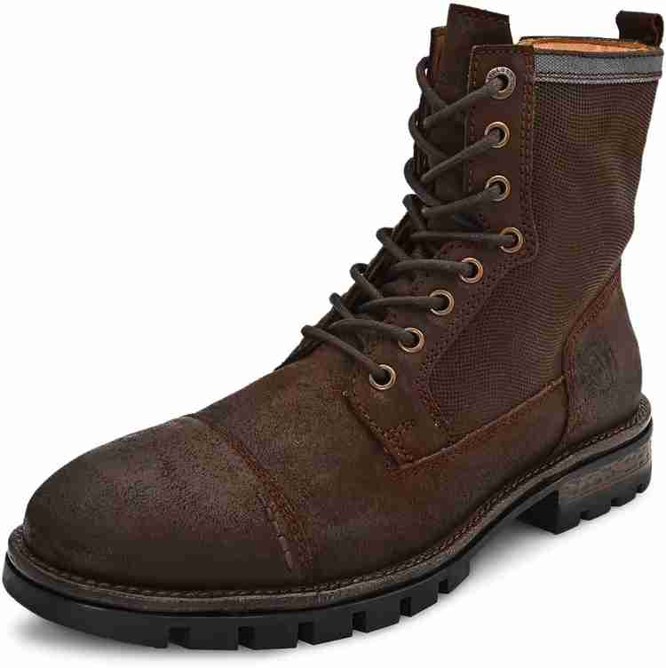 ALBERTO TORRESI Distress Leather Rugged Look Brown Boots Boots For