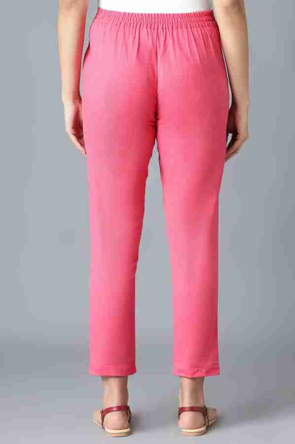 Buy Pink Solid Trousers Online - Aurelia