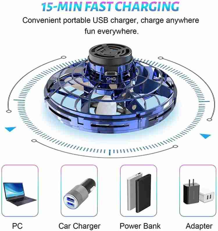 Kidzfun Mini UFO Drone Toys for Kids Hand Operated Flying Spinner