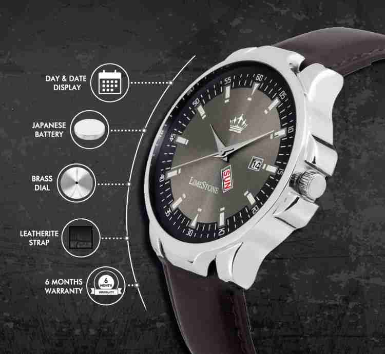 LIMESTONE WIne Grey Avatar Day and Date Functioning Analog Watch