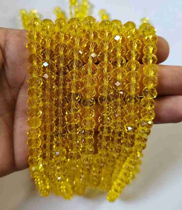 Siddka Yellow Colour Tyre Shaped Crystal Beads 8mm for Jewellery