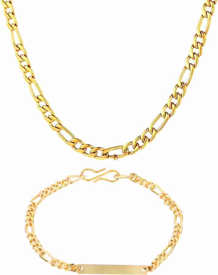 GoldNera Gold Plated Sachin Chain with Combo of Bar Bracelet For