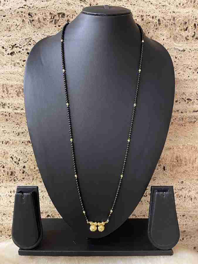Long mangalsutra deals with black beads