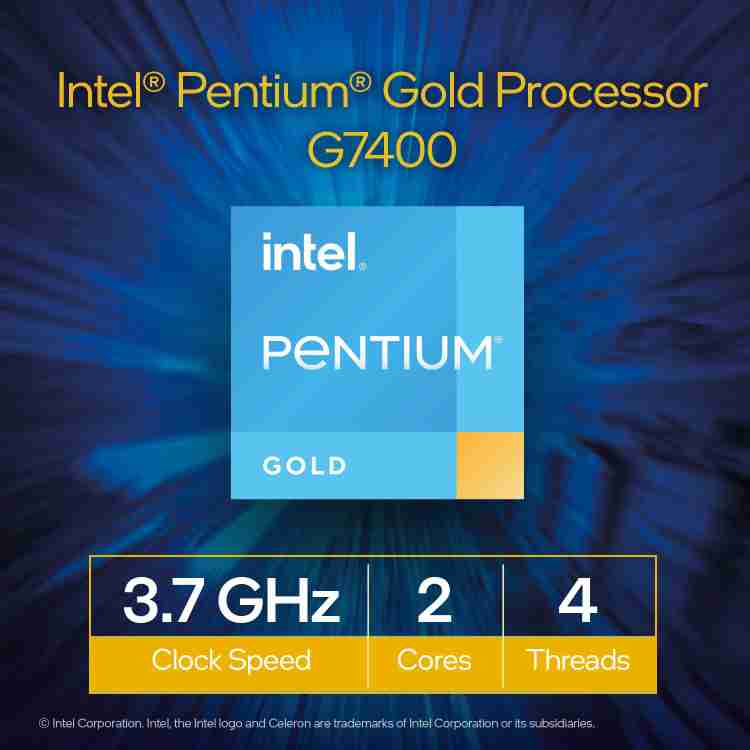Intel G7400 3.7 GHz Upto 3.7 GHz LGA1700 Socket 2 Cores 4 Threads Desktop Processor