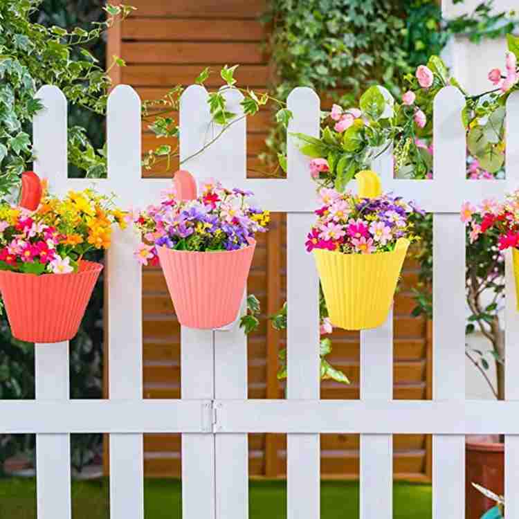 TechBlaze Plastic Vertical Hook Hanging Planters Balcony Hanging