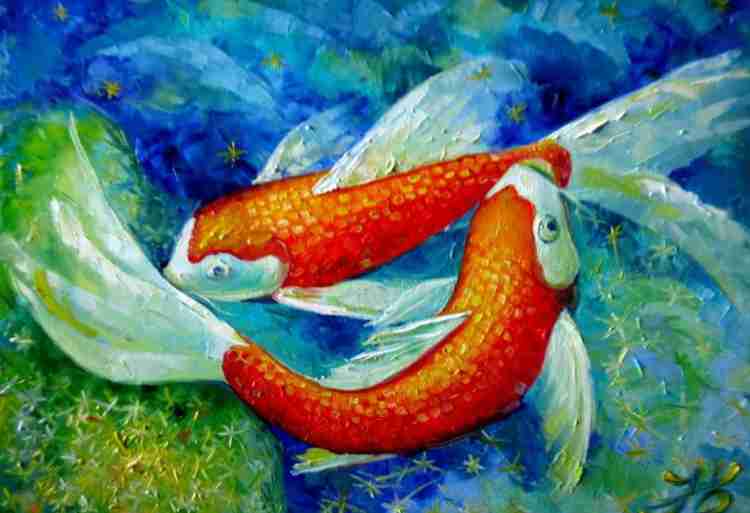 Poster Digital Painting Koi Fish Painting No. 6 Large Poster