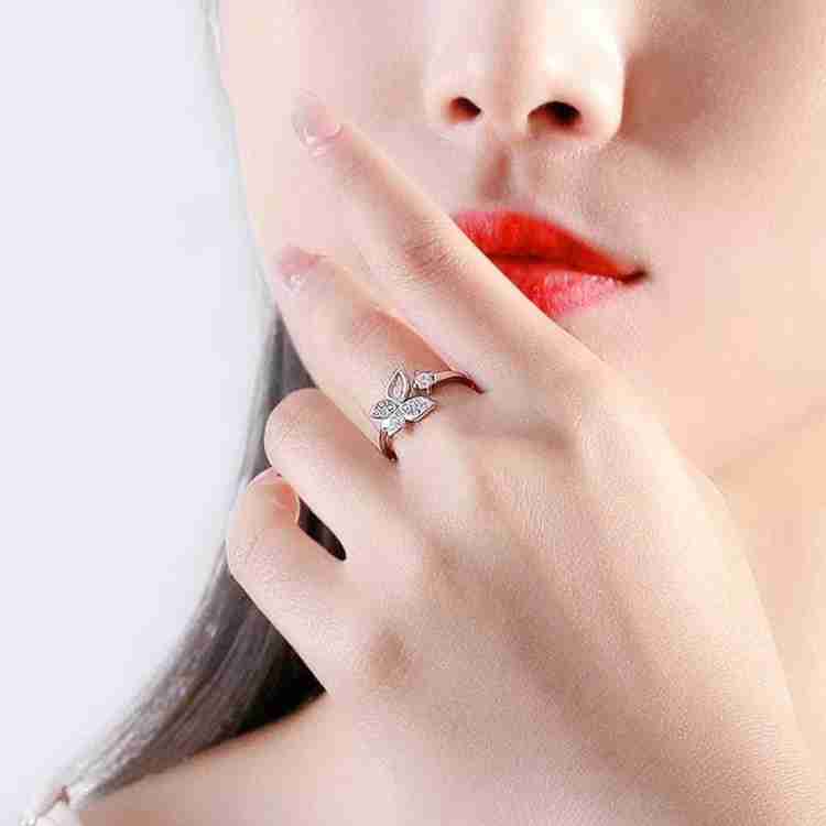 SILVERSHOPE Finger Ring for Women Cute Butterfly Rings Silver Diamond Silver Ring Silver Ring Price in India Buy SILVERSHOPE Finger Ring for Women Cute Butterfly Rings Silver Diamond Silver Ring Silve...