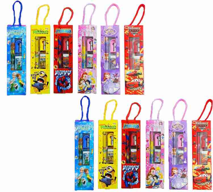 Neel 12Ps_Random Stationery Gift Sets for Kids 2 Pencils/1  Eraser/1 Sharpener/1 Ruler - stationery set