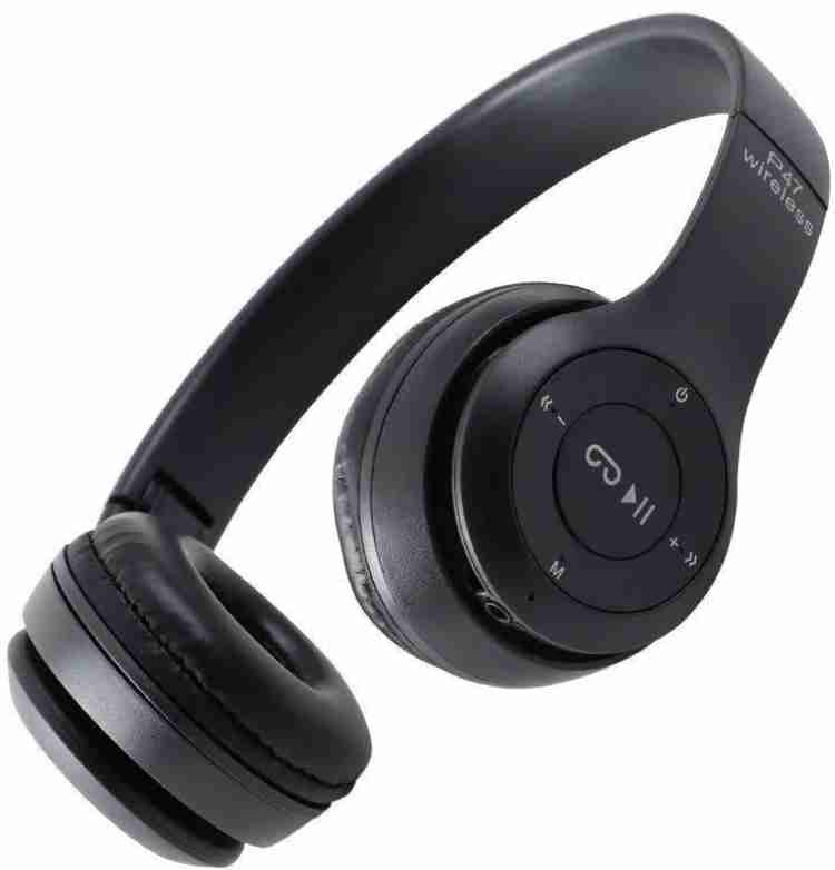 Techobucks High Bass P-47 Wireless Bluetooth Over-ear Headphone Foldable  Stereo Headset Bluetooth Headset