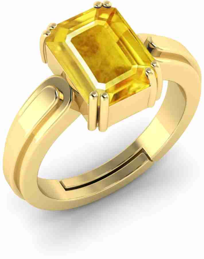 Gold ring design for hot sale male with pukhraj stone