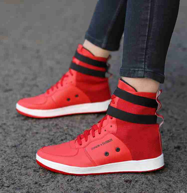 Red high best sale ankle sneakers