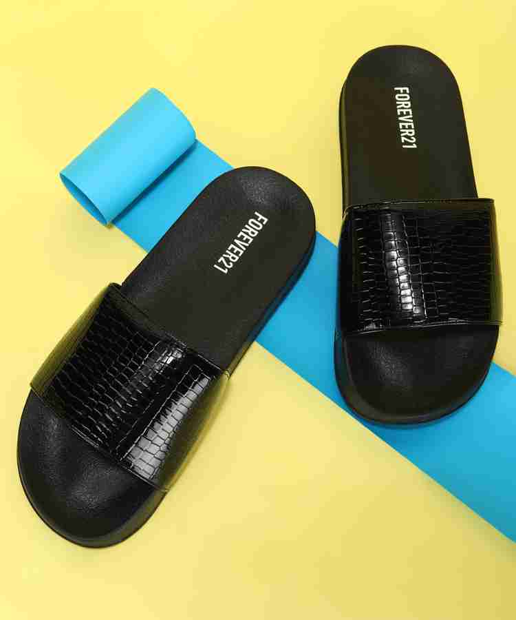 Forever 21 black slides hot sale