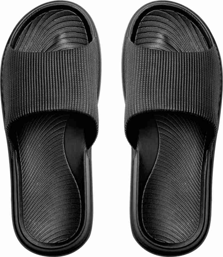 ILU Men Slipper For Men s Flip Flops House Slides Home Bathroom Clogs Massage Soft Black Slides