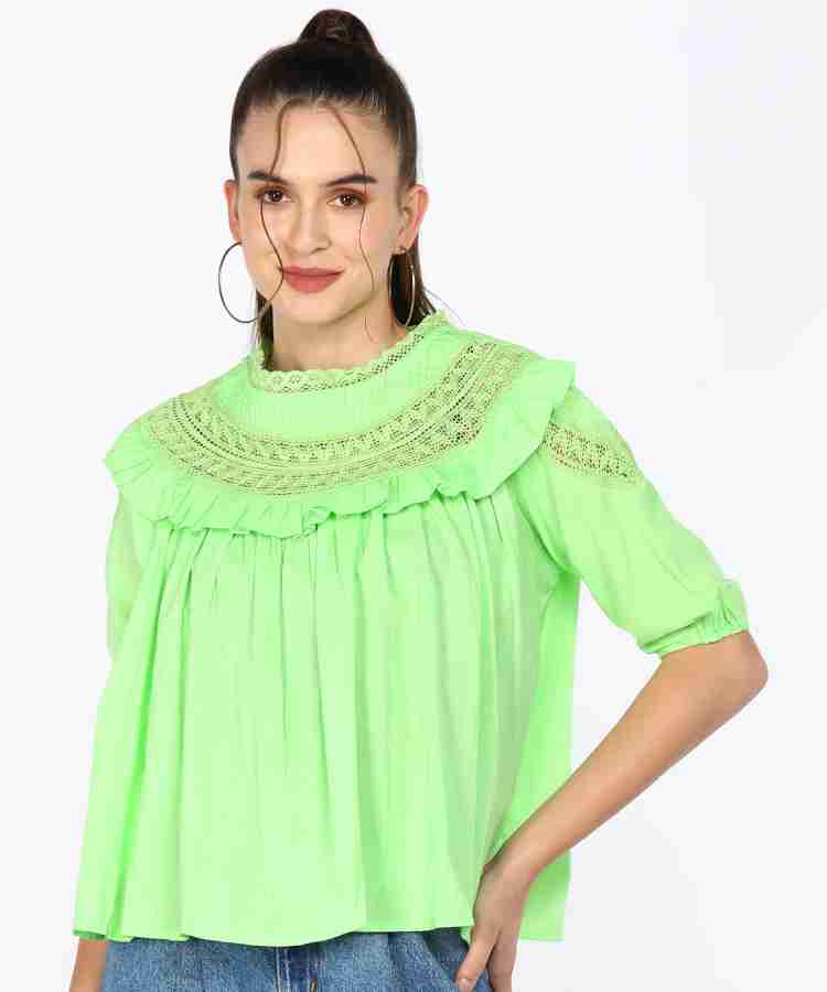 Koovs Casual Lace Women Green Top Buy Koovs Casual Lace Women Green Top Online at Best Prices in India Flipkart