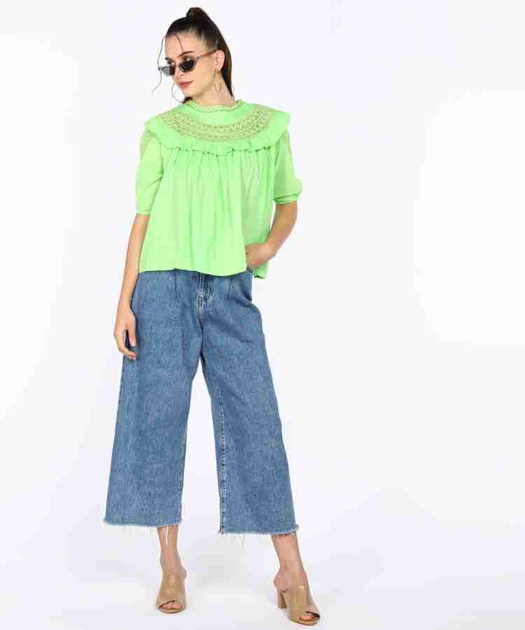 Koovs Casual Lace Women Green Top Buy Koovs Casual Lace Women Green Top Online at Best Prices in India Flipkart